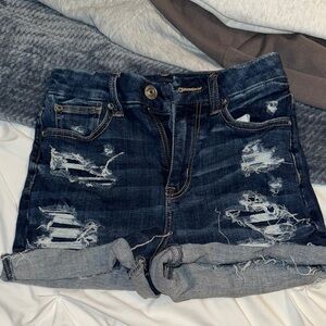 American Eagle Outfitters Blue Distressed Jean Shorts